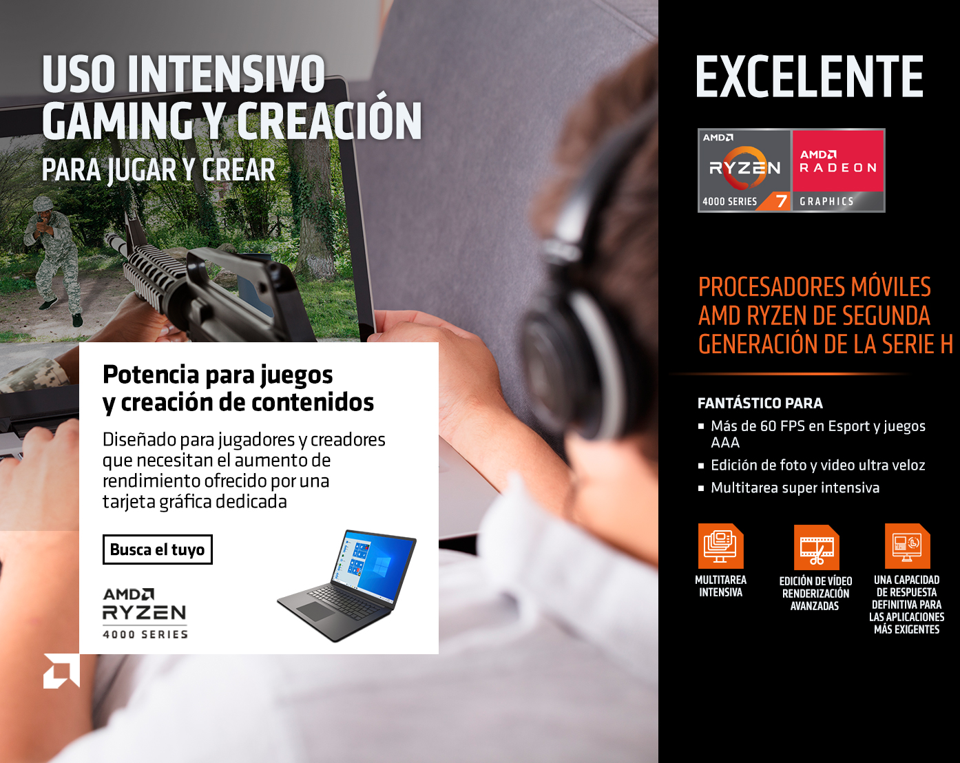 Uso intensivo Gaming para Jugar y Crear