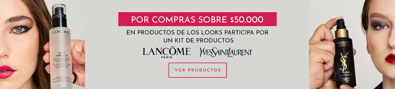 Por compras sobre $50.000 en productos de este look, gana un kit de productos Lancôme y YSL